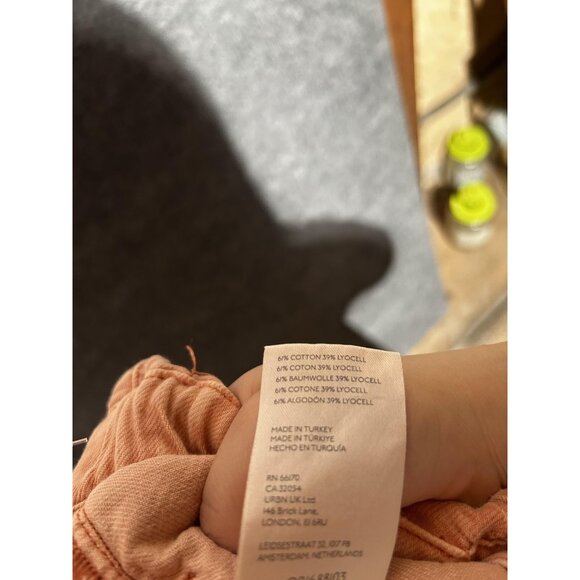 Pilcro Pants Womens XL Pink Paperbag Wide Leg Crop Twill Elastic Waist Casual - Picture 8 of 8